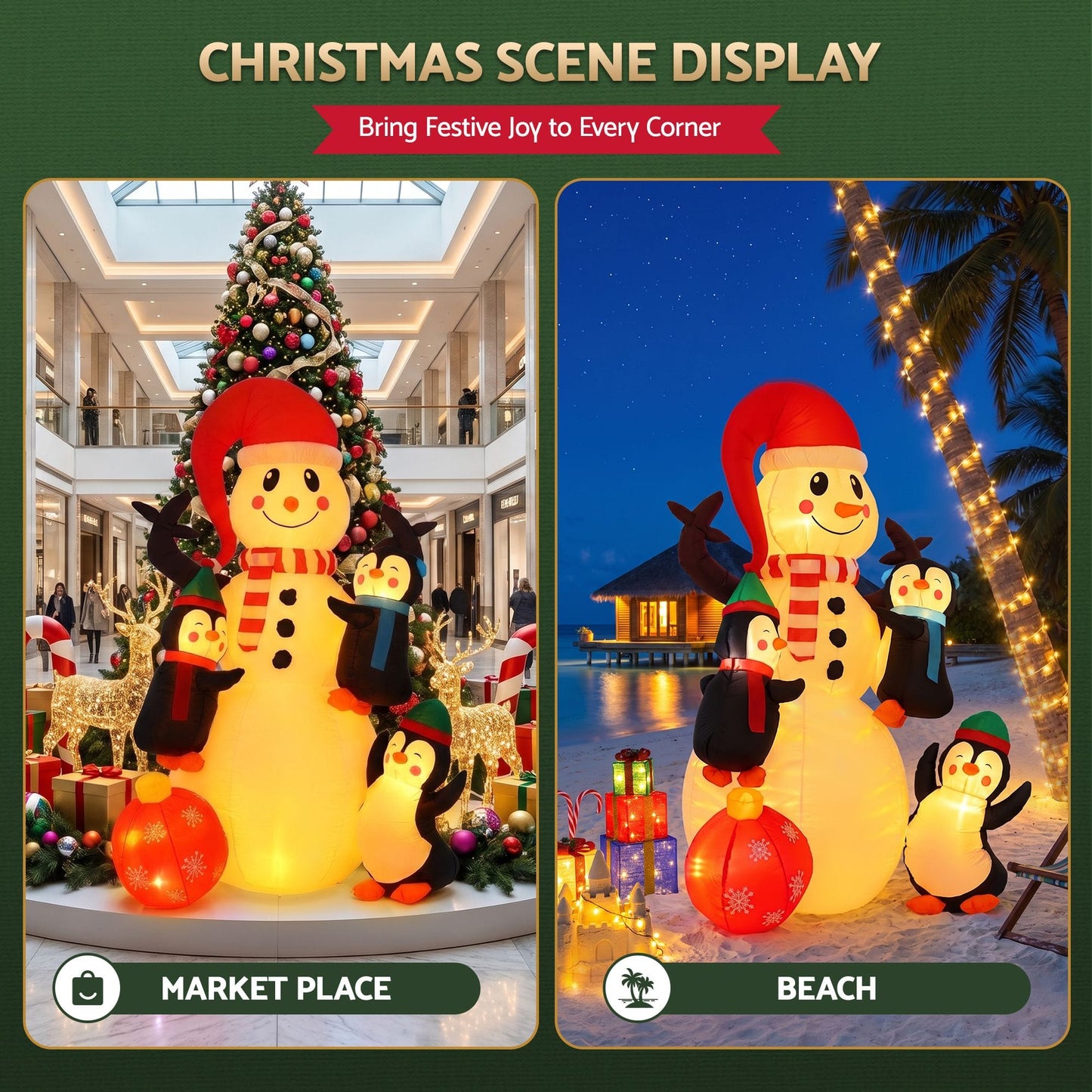 Jingle Jollys Occasions > Christmas > Outdoor Decorations & Lights Jingle Jollys Christmas Inflatable Snowman 1.8M Height LED Outdoor Decorations Warm Light