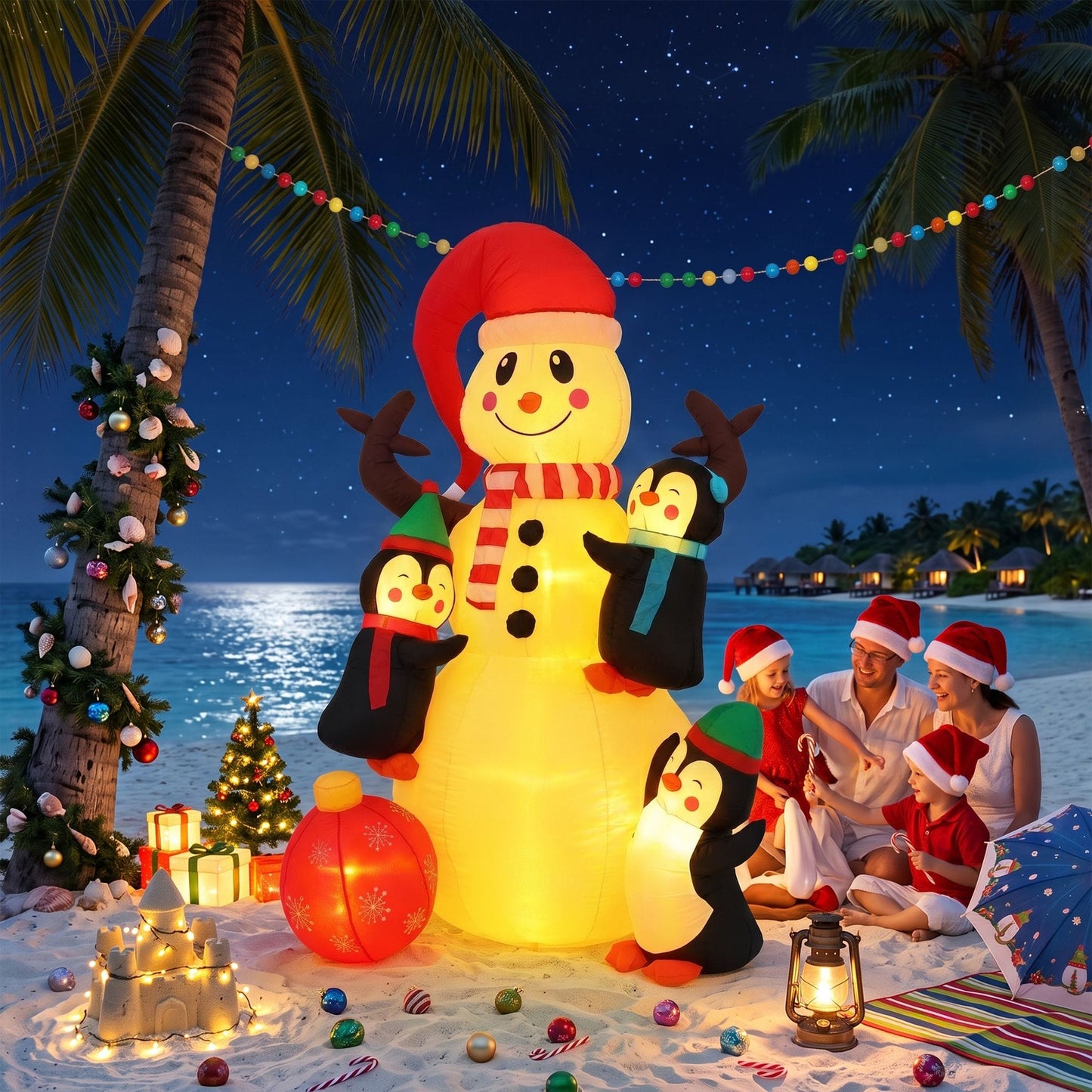 Jingle Jollys Occasions > Christmas > Outdoor Decorations & Lights Jingle Jollys Christmas Inflatable Snowman 1.8M Height LED Outdoor Decorations Warm Light