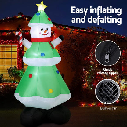 Jingle Jollys Occasions > Christmas > Outdoor Decorations & Lights Jingle Jollys Christmas Inflatable Snowman Tree 2.75M Height LED Decorations Illuminated