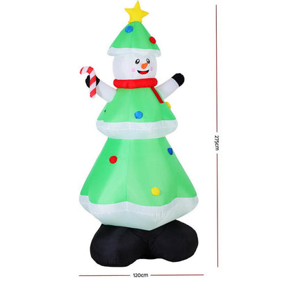 Jingle Jollys Occasions > Christmas > Outdoor Decorations & Lights Jingle Jollys Christmas Inflatable Snowman Tree 2.75M Height LED Decorations Illuminated
