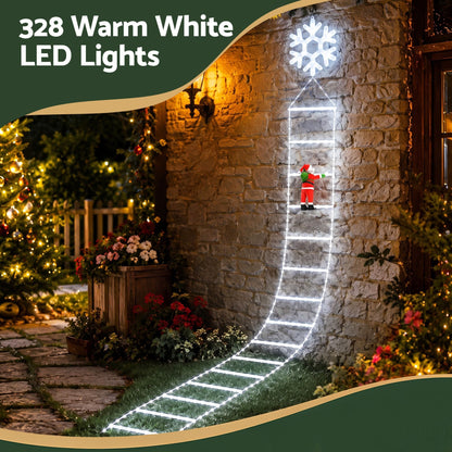 Jingle Jollys Occasions > Christmas > Outdoor Decorations & Lights Jingle Jollys Christmas Ladder Lights Santa 3.4m 328LED Hanging Decor Cool White