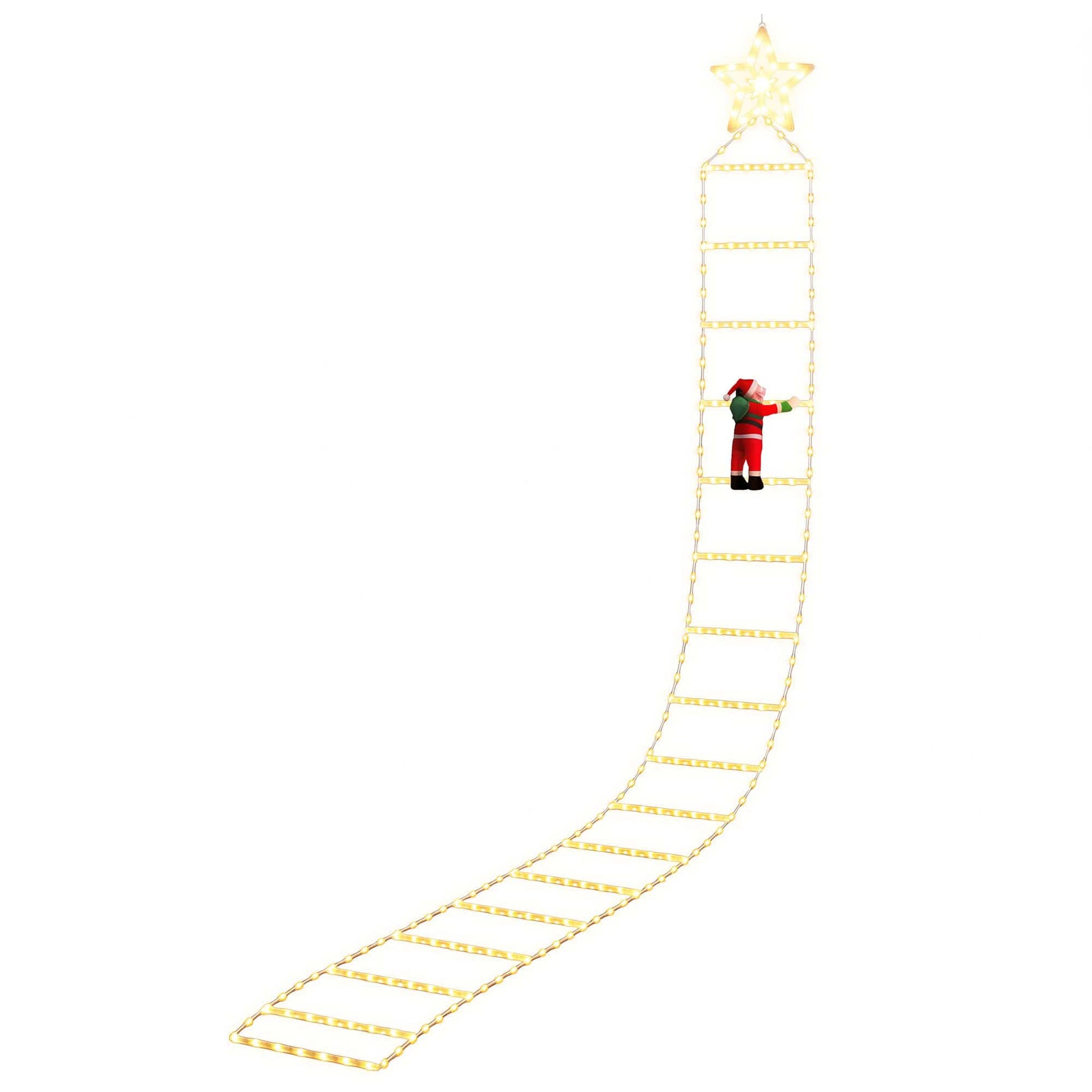 Jingle Jollys Occasions > Christmas > Outdoor Decorations & Lights Jingle Jollys Christmas Ladder Lights Santa 3.4m 328LED Hanging Decor Warm White