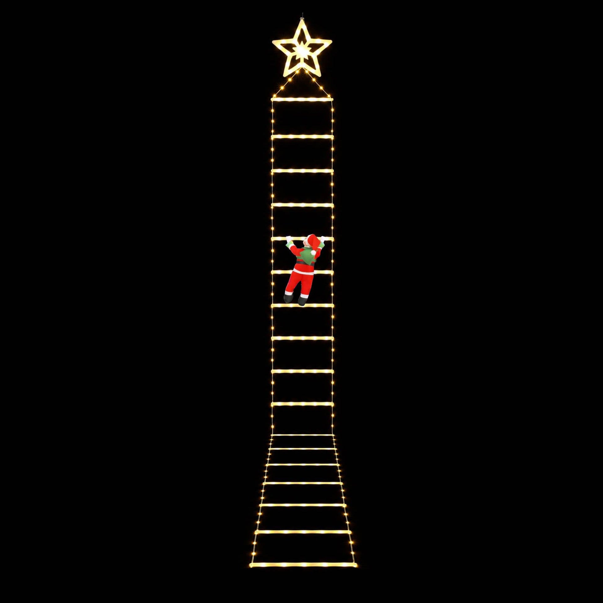 Jingle Jollys Occasions > Christmas > Outdoor Decorations & Lights Jingle Jollys Christmas Ladder Lights Santa 3.4m 328LED Hanging Decor Warm White