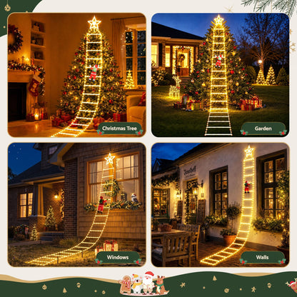 Jingle Jollys Occasions > Christmas > Outdoor Decorations & Lights Jingle Jollys Christmas Ladder Lights Santa 3.4m 328LED Hanging Decor Warm White