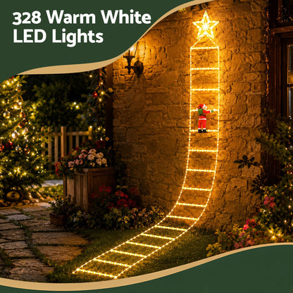 Jingle Jollys Occasions > Christmas > Outdoor Decorations & Lights Jingle Jollys Christmas Ladder Lights Santa 3.4m 328LED Hanging Decor Warm White