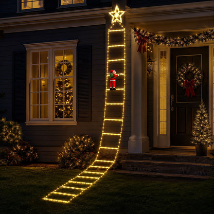 Jingle Jollys Occasions > Christmas > Outdoor Decorations & Lights Jingle Jollys Christmas Ladder Lights Santa 3.4m 328LED Hanging Decor Warm White