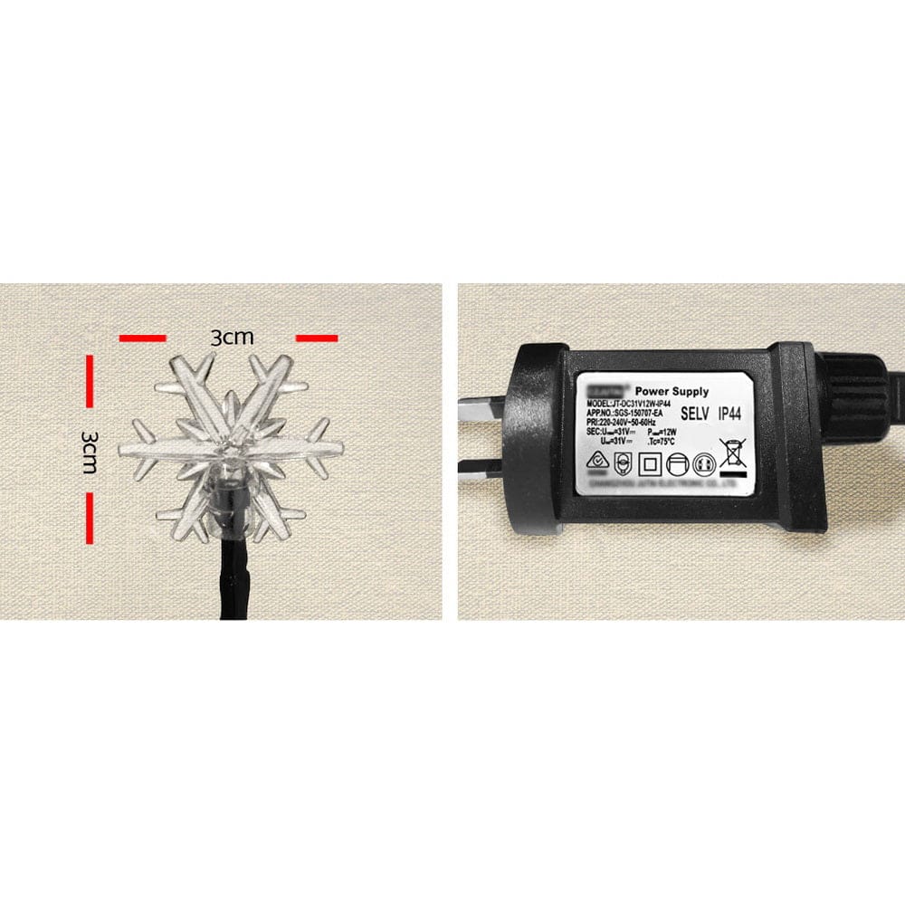 Jingle Jollys Occasions > Christmas > Outdoor Decorations & Lights Jingle Jollys Christmas Lights 100 LED 10M String Light Snow Decorations