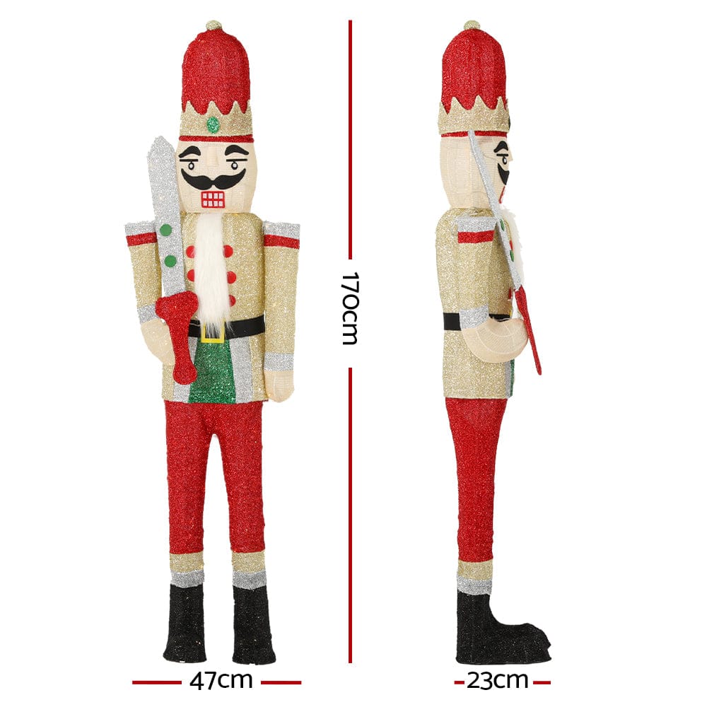Jingle Jollys Occasions > Christmas > Outdoor Decorations & Lights Jingle Jollys Christmas Lights 170cm Nutcracker 180 LED Fairy Light Decorations