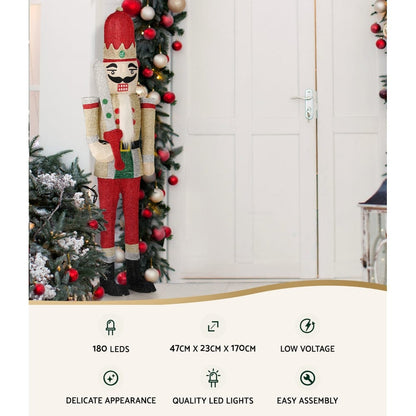 Jingle Jollys Occasions > Christmas > Outdoor Decorations & Lights Jingle Jollys Christmas Lights 170cm Nutcracker 180 LED Fairy Light Decorations