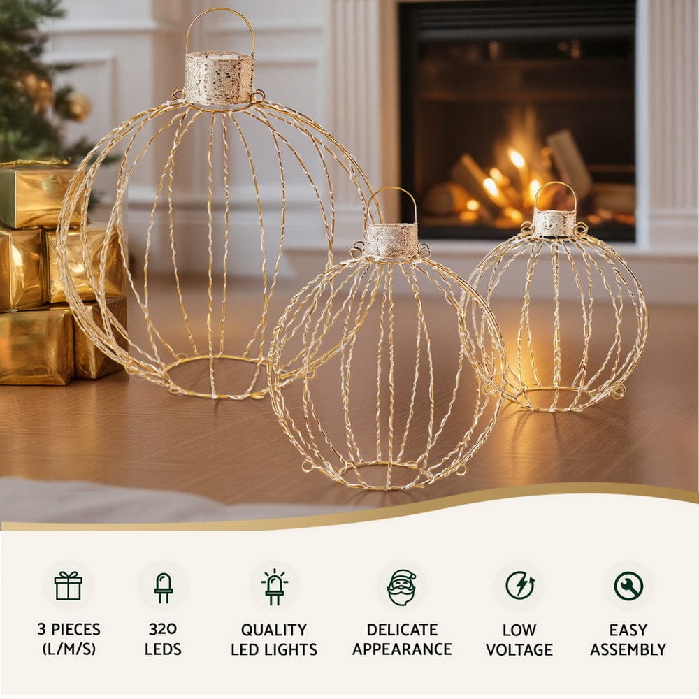 Jingle Jollys Occasions > Christmas > Outdoor Decorations & Lights Jingle Jollys Christmas Lights 320 LED Fairy Light 3pcs Ball Decorations Set