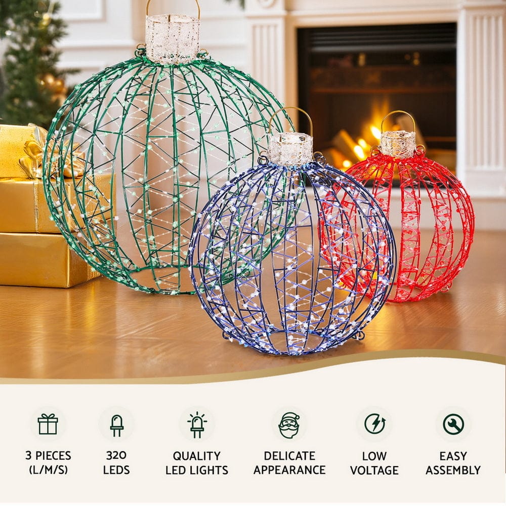 Jingle Jollys Occasions > Christmas > Outdoor Decorations & Lights Jingle Jollys Christmas Lights 320 LED Fairy Light 3pcs Ball Decorations Set