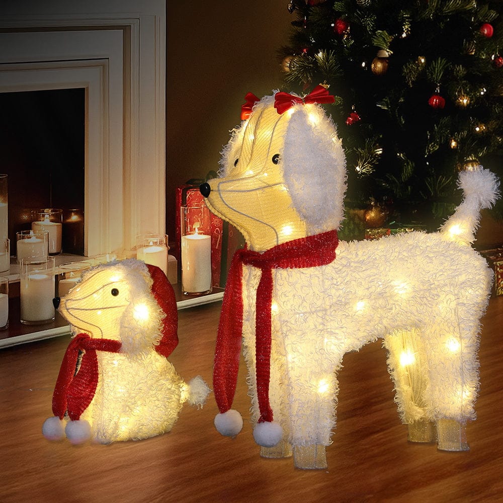 Jingle Jollys Occasions > Christmas > Outdoor Decorations & Lights Jingle Jollys Christmas Lights 60 LED Fairy Light 2pcs Dog Decorations Set