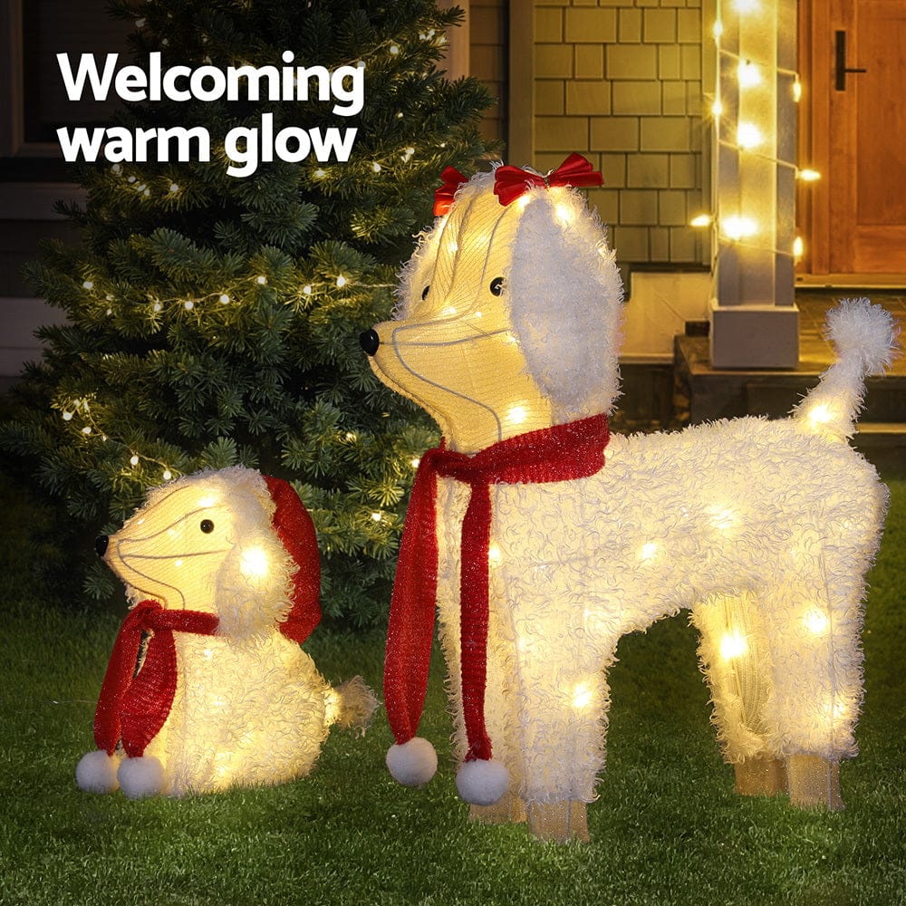 Jingle Jollys Occasions > Christmas > Outdoor Decorations & Lights Jingle Jollys Christmas Lights 60 LED Fairy Light 2pcs Dog Decorations Set