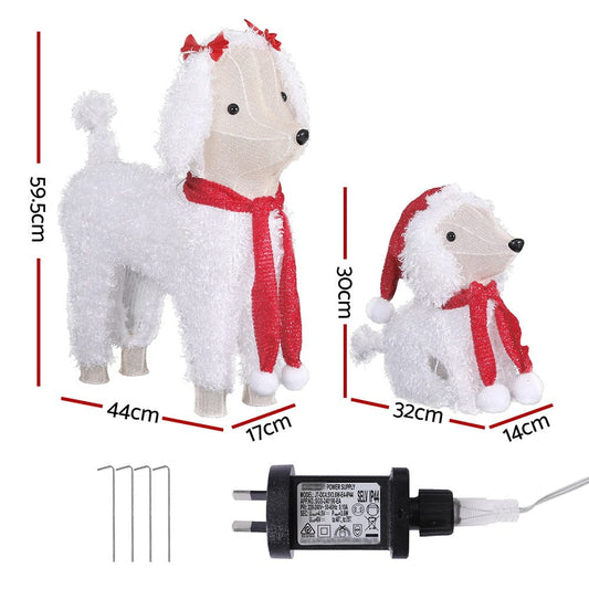Jingle Jollys Occasions > Christmas > Outdoor Decorations & Lights Jingle Jollys Christmas Lights 60 LED Fairy Light 2pcs Dog Decorations Set