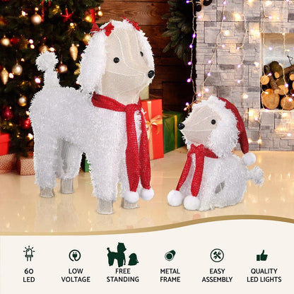 Jingle Jollys Occasions > Christmas > Outdoor Decorations & Lights Jingle Jollys Christmas Lights 60 LED Fairy Light 2pcs Dog Decorations Set