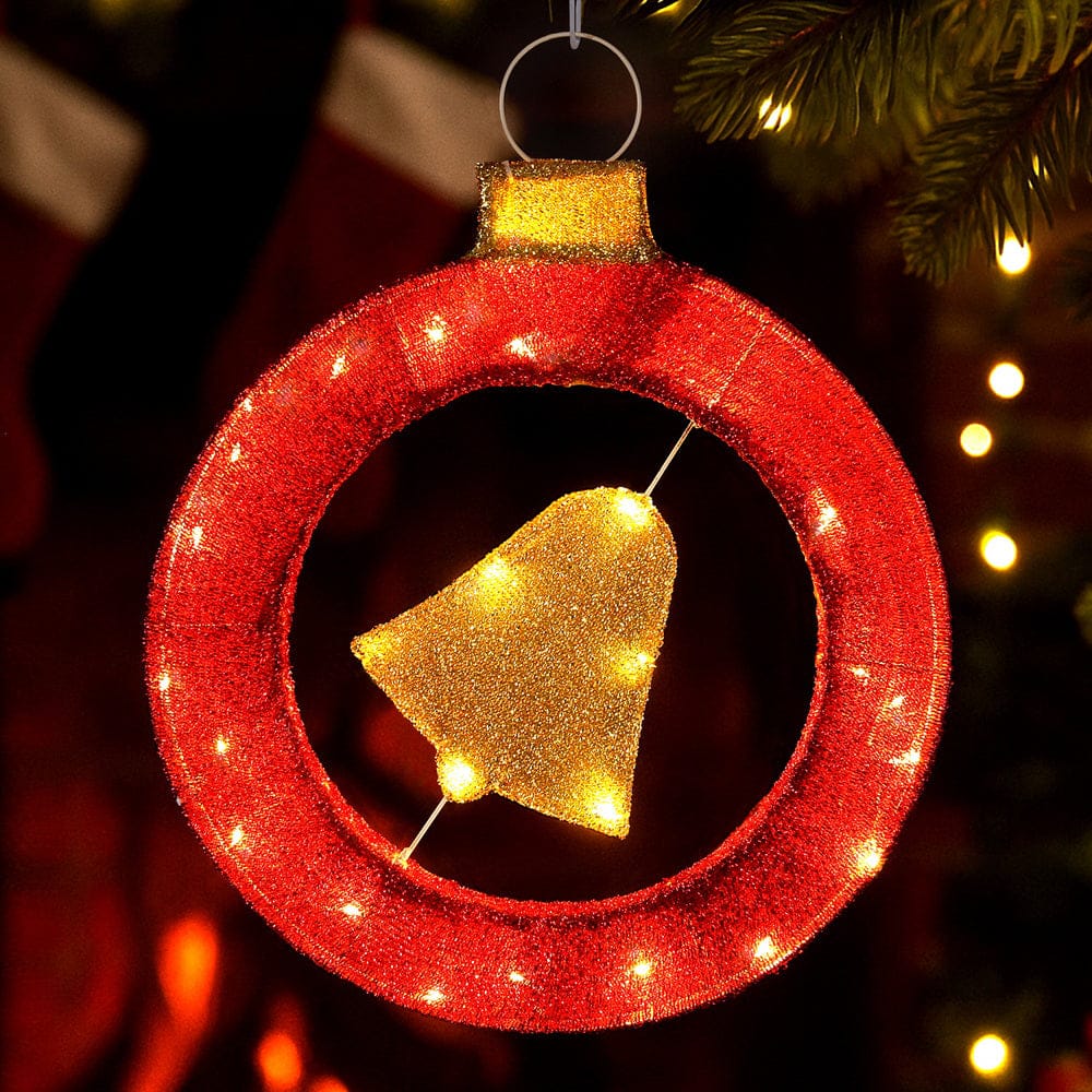Jingle Jollys Occasions > Christmas > Outdoor Decorations & Lights Jingle Jollys Christmas Lights 60cm Motif 30 LED Bell Wreath Xmas Decorations