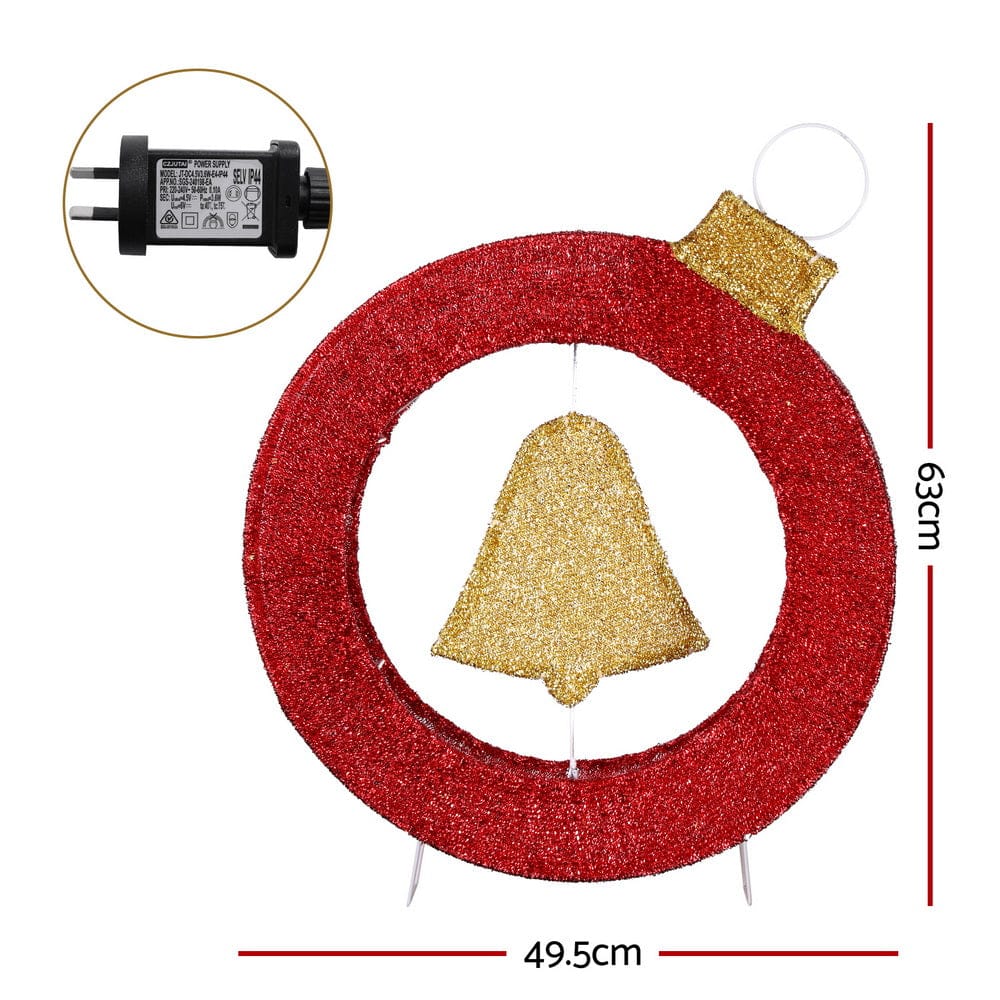 Jingle Jollys Occasions > Christmas > Outdoor Decorations & Lights Jingle Jollys Christmas Lights 60cm Motif 30 LED Bell Wreath Xmas Decorations