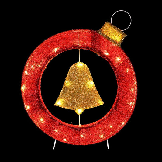 Jingle Jollys Occasions > Christmas > Outdoor Decorations & Lights Jingle Jollys Christmas Lights 60cm Motif 30 LED Bell Wreath Xmas Decorations