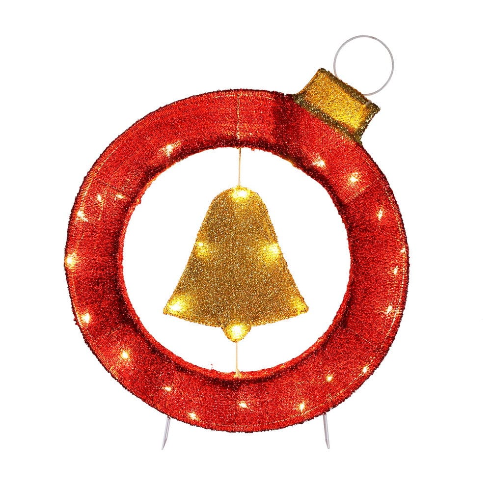 Jingle Jollys Occasions > Christmas > Outdoor Decorations & Lights Jingle Jollys Christmas Lights 60cm Motif 30 LED Bell Wreath Xmas Decorations