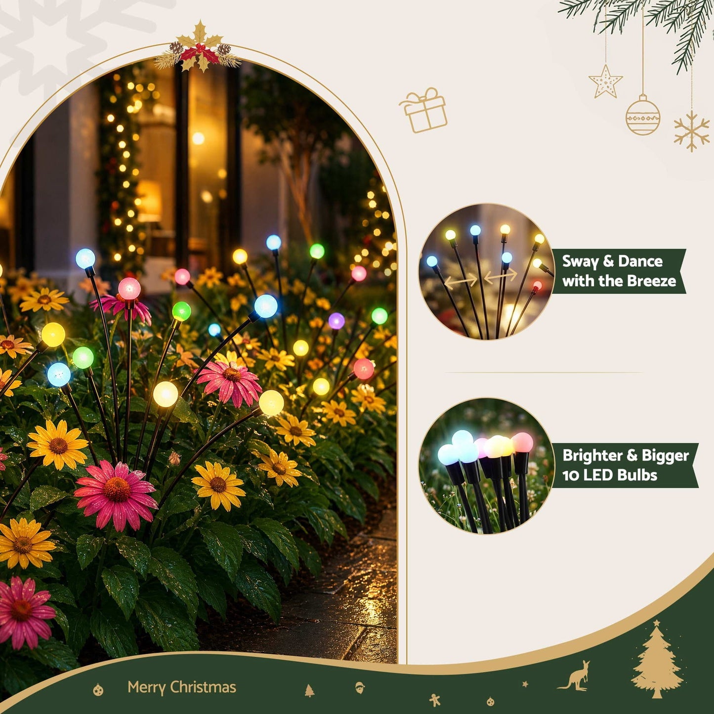 Jingle Jollys Occasions > Christmas > Outdoor Decorations & Lights Jingle Jollys Christmas Lights Solar Firefly Lights Garden Decoration Path Lights Multicolour 3 Pack