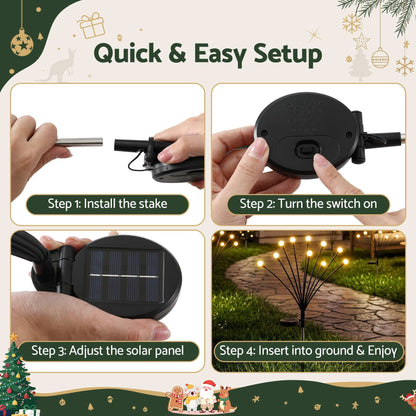 Jingle Jollys Occasions > Christmas > Outdoor Decorations & Lights Jingle Jollys Christmas Lights Solar Firefly Lights Garden Decoration Path Lights Warm White 3 Pack