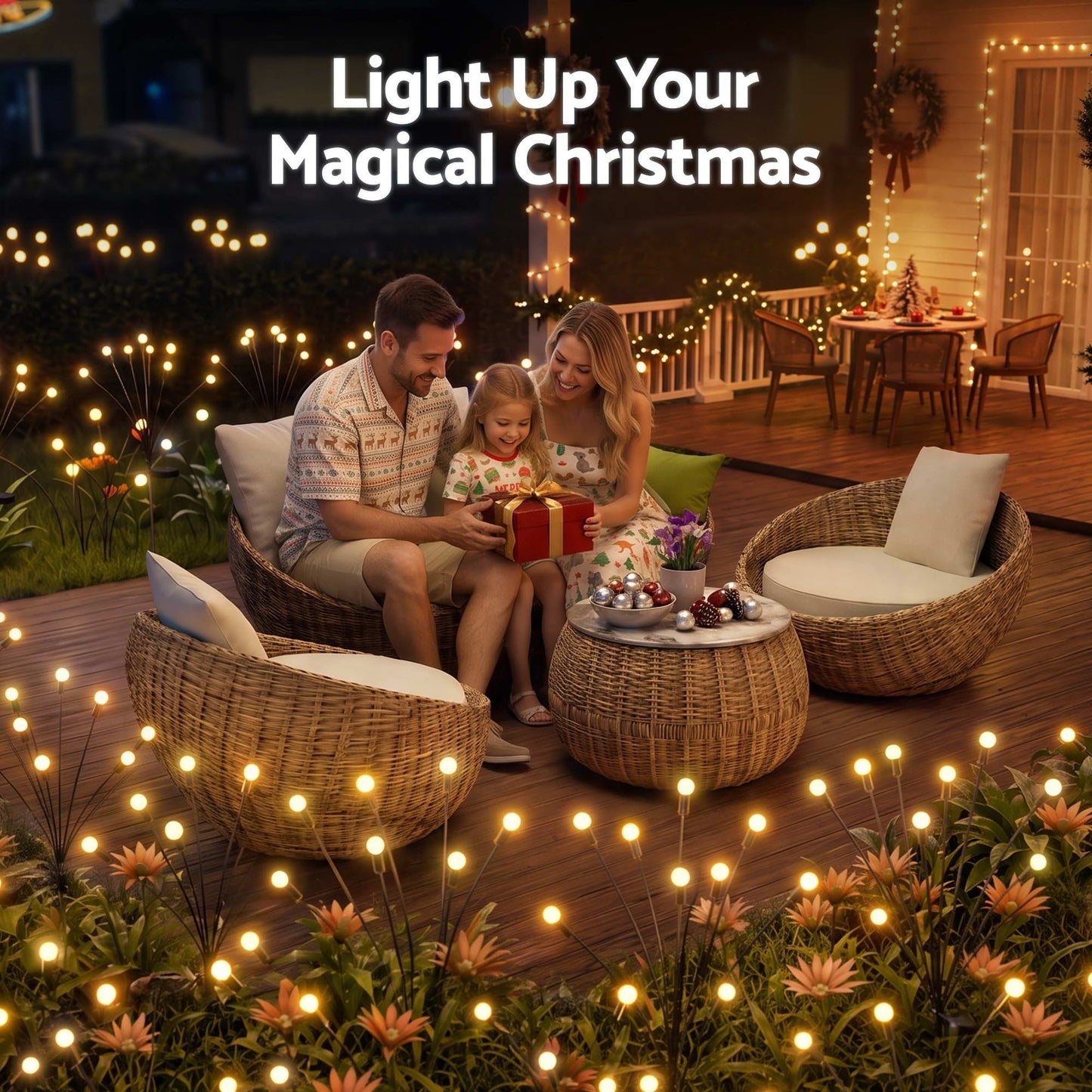 Jingle Jollys Occasions > Christmas > Outdoor Decorations & Lights Jingle Jollys Christmas Lights Solar Firefly Lights Garden Decoration Path Lights Warm White 3 Pack