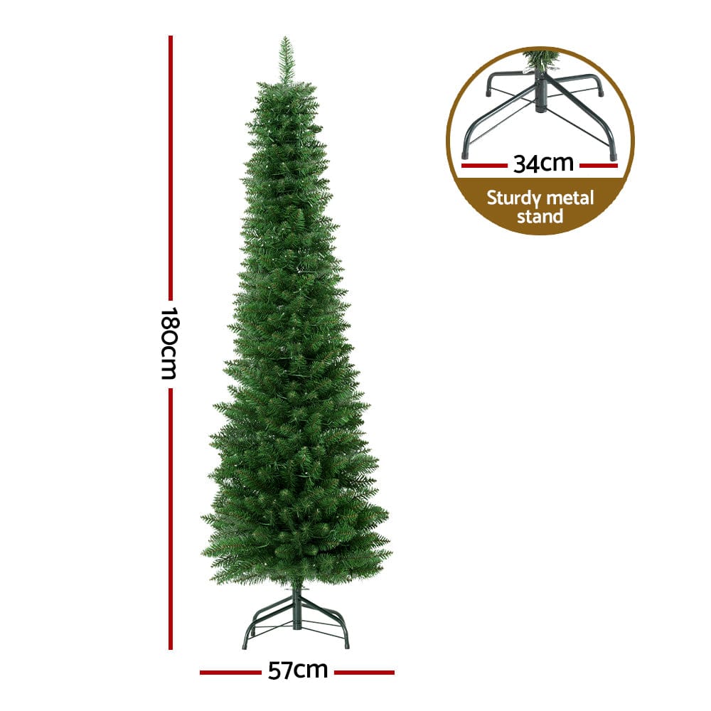 Jingle Jollys Occasions > Christmas > Outdoor Decorations & Lights Jingle Jollys Christmas Tree 1.8m Pre-Lit 200 LED Lights Xmas Tree Decorations