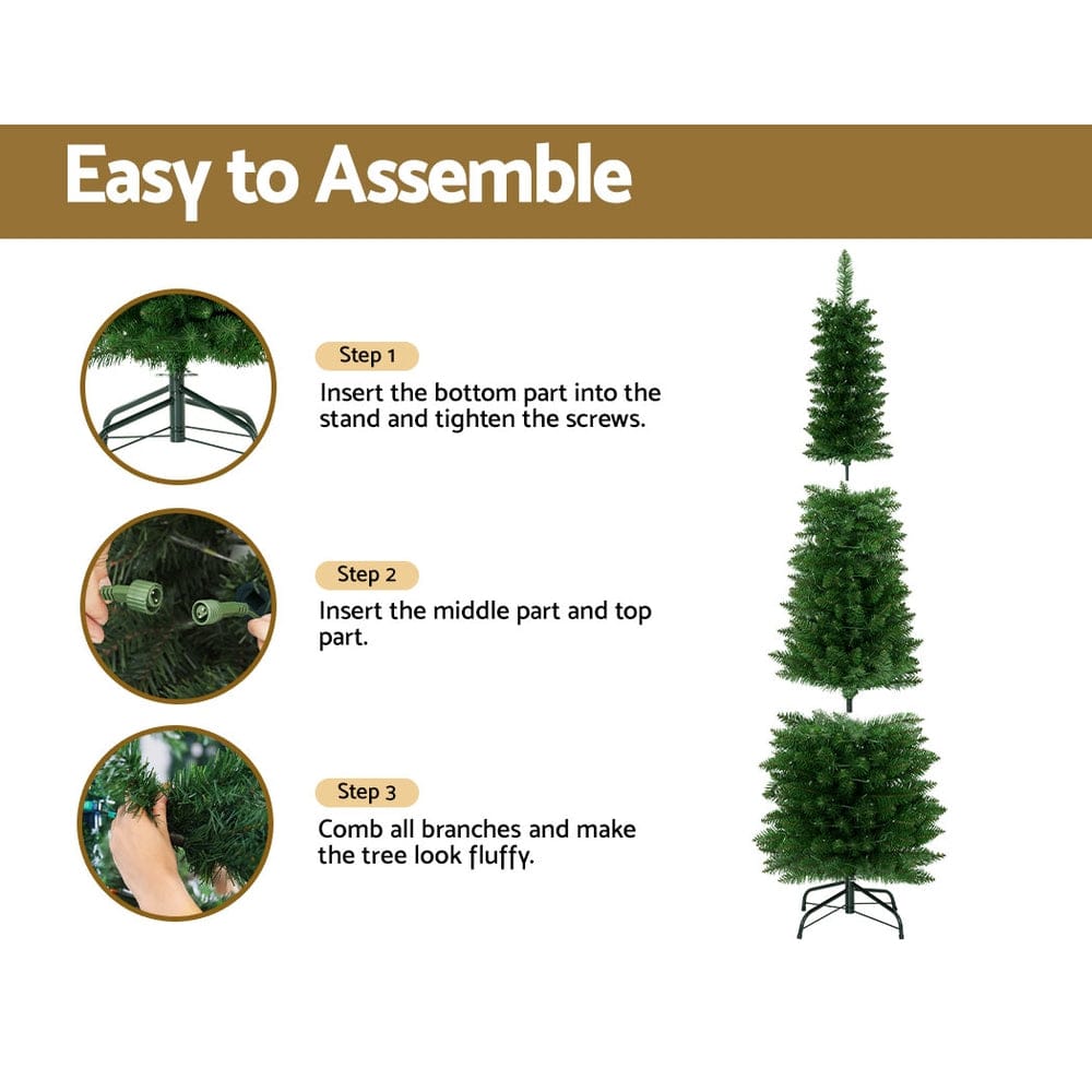 Jingle Jollys Occasions > Christmas > Outdoor Decorations & Lights Jingle Jollys Christmas Tree 1.8m Pre-Lit 200 LED Lights Xmas Tree Decorations