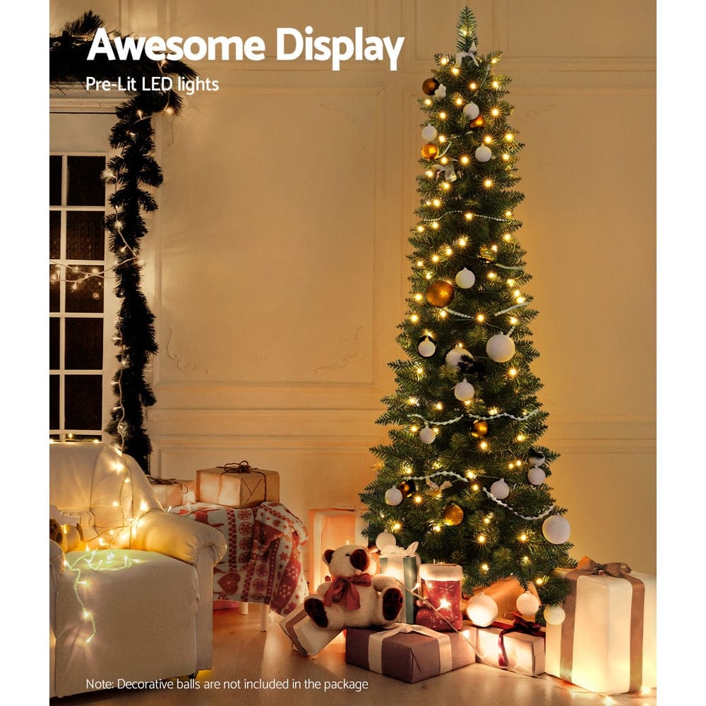 Jingle Jollys Occasions > Christmas > Outdoor Decorations & Lights Jingle Jollys Christmas Tree 1.8m Pre-Lit 200 LED Lights Xmas Tree Decorations