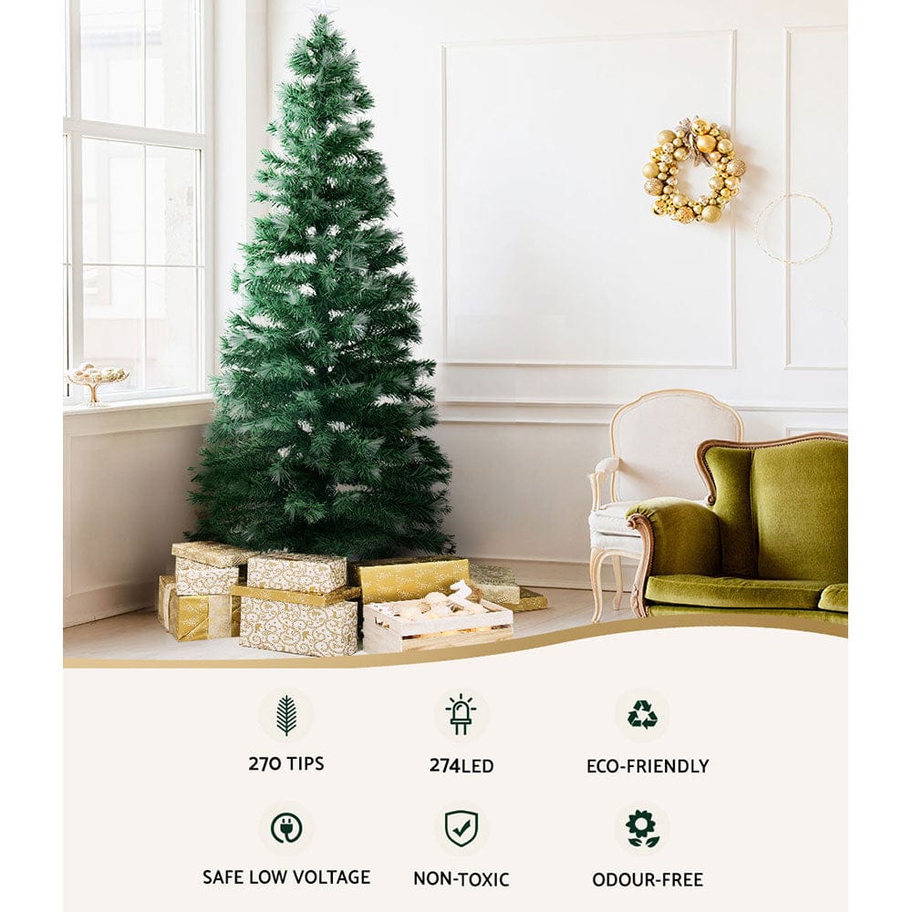 Jingle Jollys Occasions > Christmas > Outdoor Decorations & Lights Jingle Jollys Christmas Tree 2.1M 7FT LED Xmas Multi Colour Lights Optic Fibre