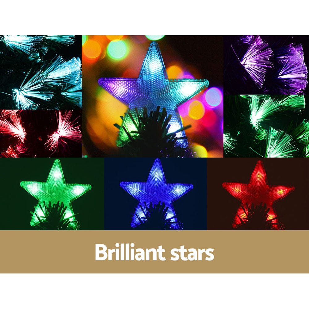 Jingle Jollys Occasions > Christmas > Outdoor Decorations & Lights Jingle Jollys Christmas Tree 2.1M 7FT LED Xmas Multi Colour Lights Optic Fibre