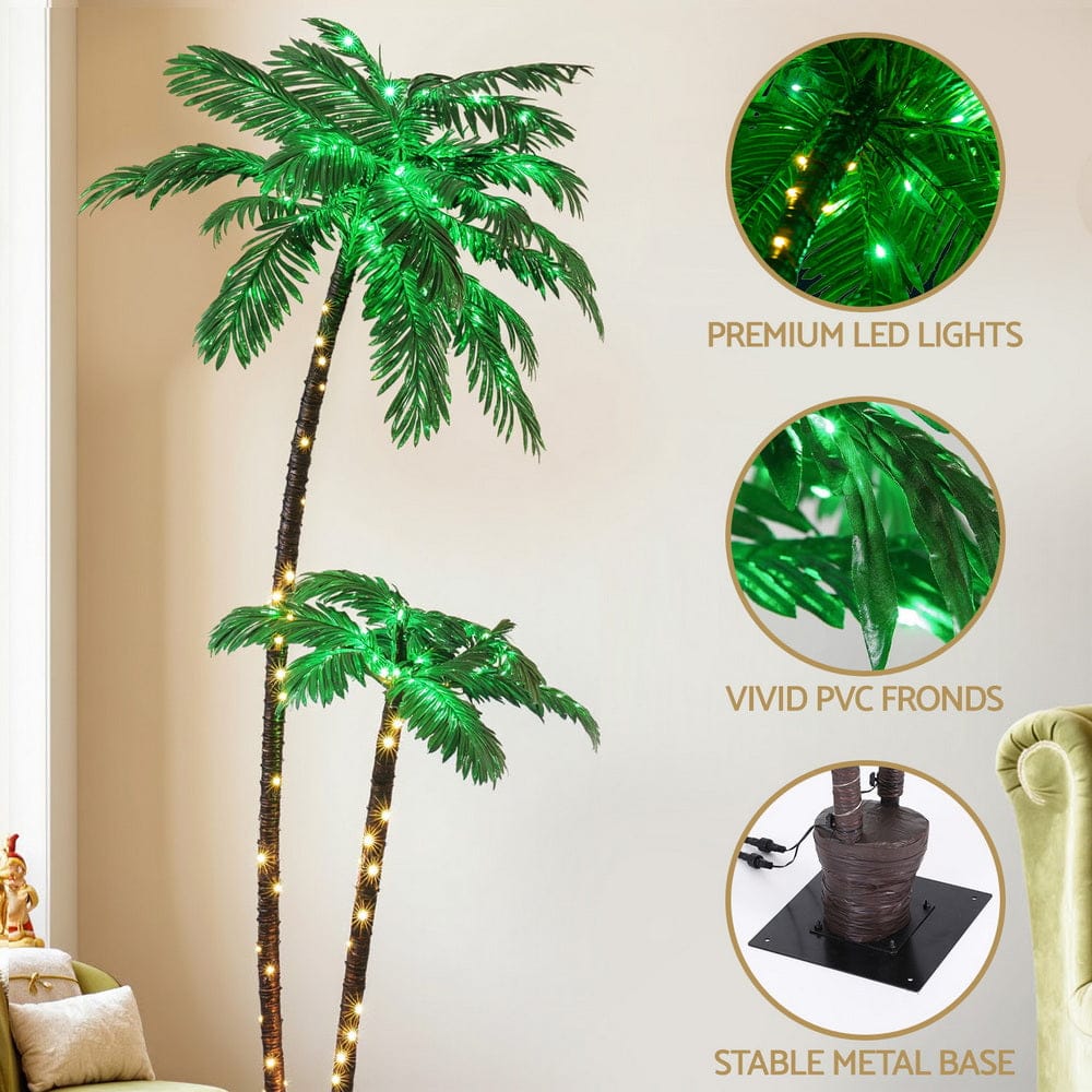 Jingle Jollys Occasions > Christmas > Outdoor Decorations & Lights Jingle Jollys Christmas Tree 2.1m LED Lighted Xmas Palm Trees Party Decorations