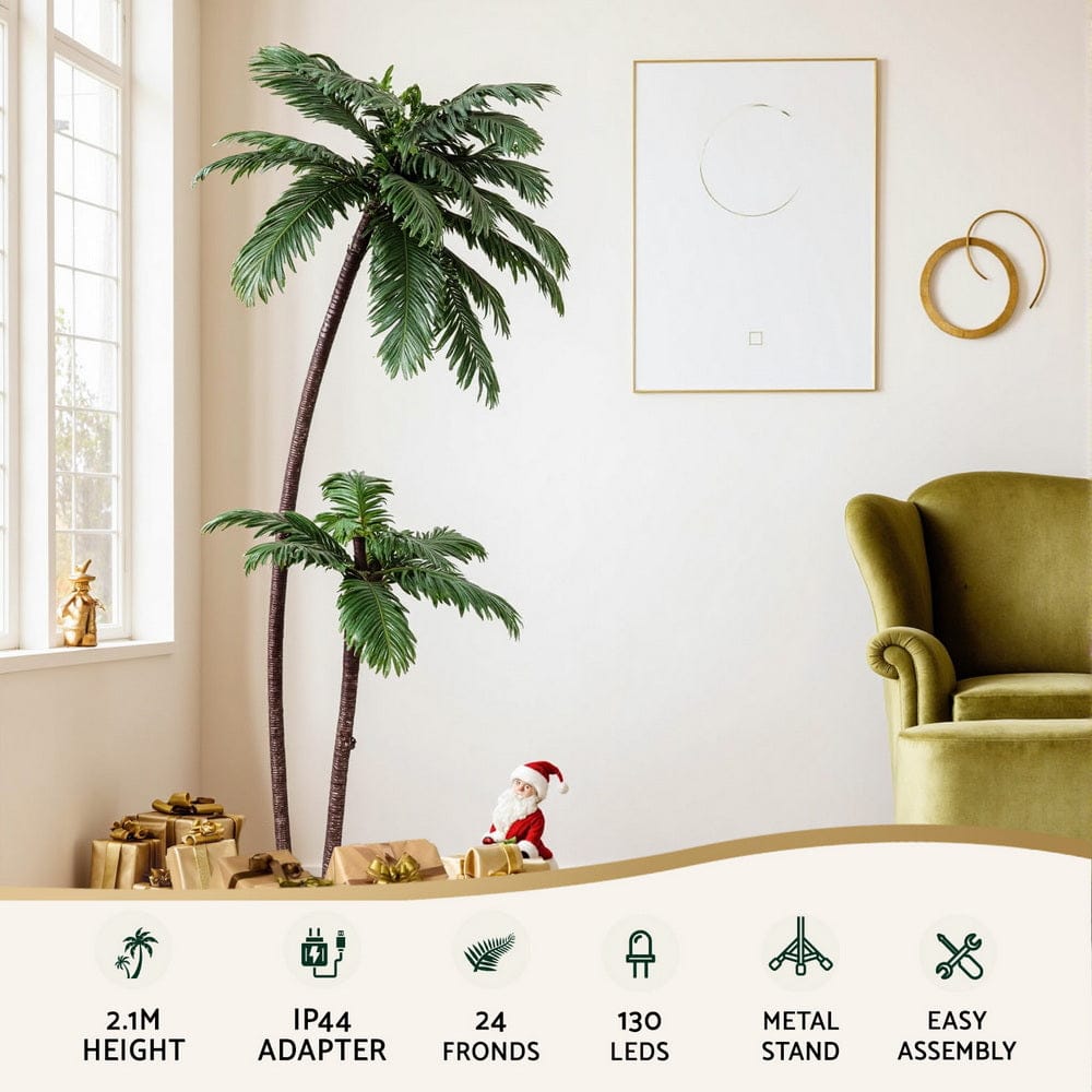 Jingle Jollys Occasions > Christmas > Outdoor Decorations & Lights Jingle Jollys Christmas Tree 2.1m LED Lighted Xmas Palm Trees Party Decorations