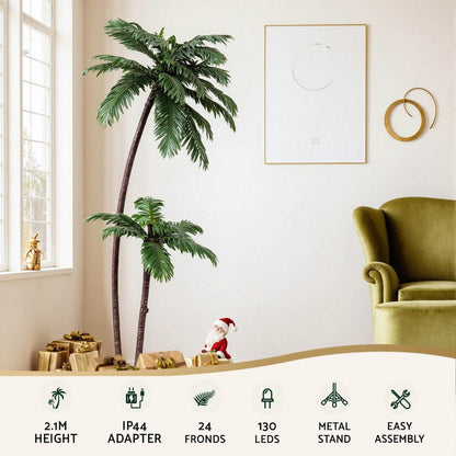 Jingle Jollys Occasions > Christmas > Outdoor Decorations & Lights Jingle Jollys Christmas Tree 2.1m LED Lighted Xmas Palm Trees Party Decorations