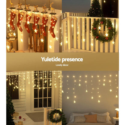 Jingle Jollys Occasions > Christmas > Outdoor Decorations & Lights Jingle Jollys Solar Christmas Lights 80 LED 3M Icicle Light Star Decorations