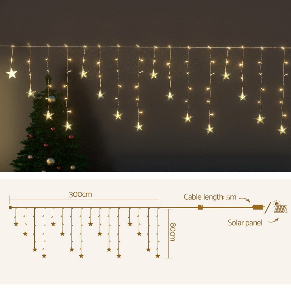 Jingle Jollys Occasions > Christmas > Outdoor Decorations & Lights Jingle Jollys Solar Christmas Lights 80 LED 3M Icicle Light Star Decorations