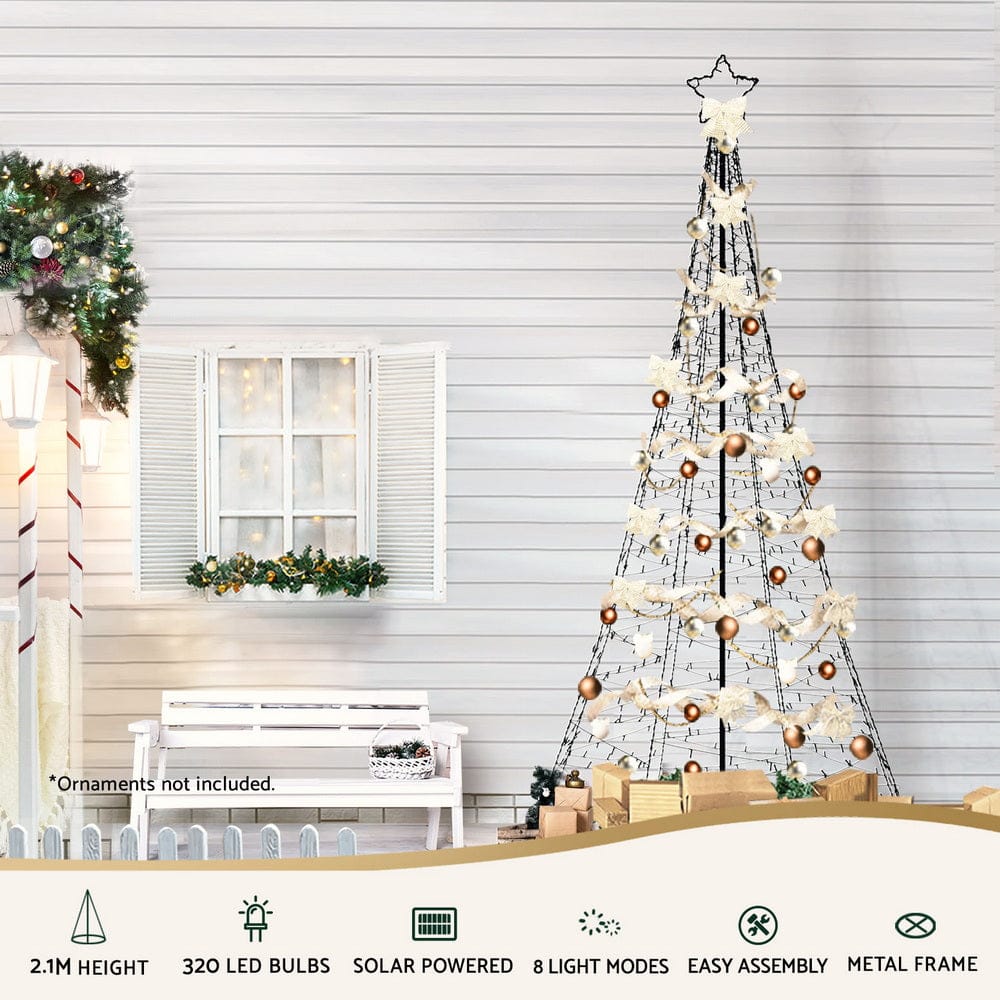 Jingle Jollys Occasions > Christmas > Outdoor Decorations & Lights Jingle Jollys Solar Christmas Tree 2.1m 320 LED Net Lights Xmas Trees Decoration