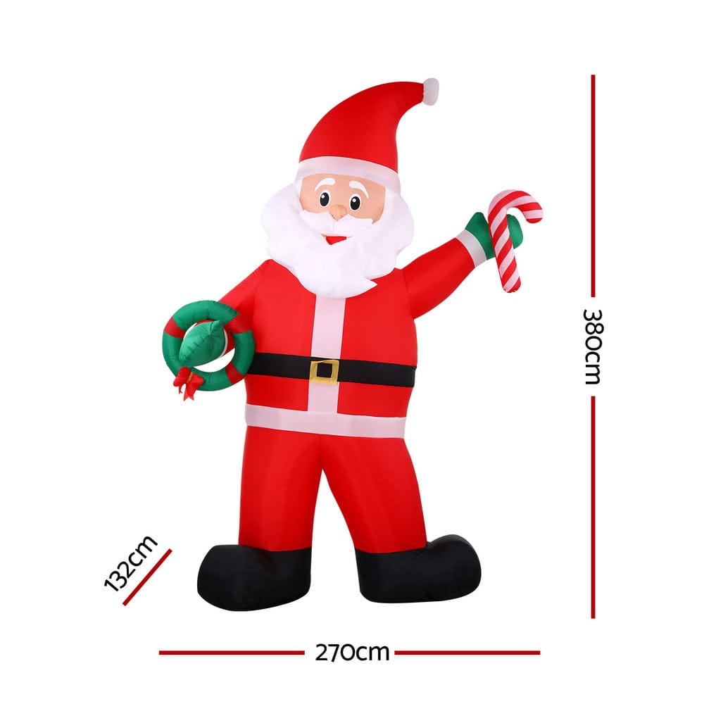 Jingle Jollys Occasions > Costumes > Costumes & Accessories Jingle Jollys Christmas Inflatable Giant Santa 3.8M Height LED Illuminated Decorations