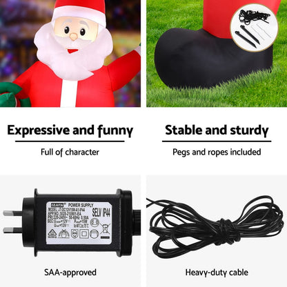 Jingle Jollys Occasions > Costumes > Costumes & Accessories Jingle Jollys Christmas Inflatable Giant Santa 3.8M Height LED Illuminated Decorations