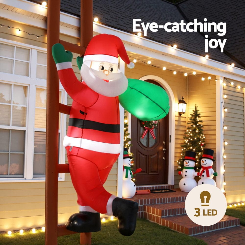 Jingle Jollys Occasions > Costumes > Costumes & Accessories Jingle Jollys Christmas Inflatable Santa Climbing Ladder 2.45M Height LED Decorations Illuminated