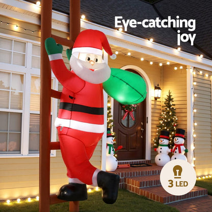 Jingle Jollys Occasions > Costumes > Costumes & Accessories Jingle Jollys Christmas Inflatable Santa Climbing Ladder 2.45M Height LED Decorations Illuminated