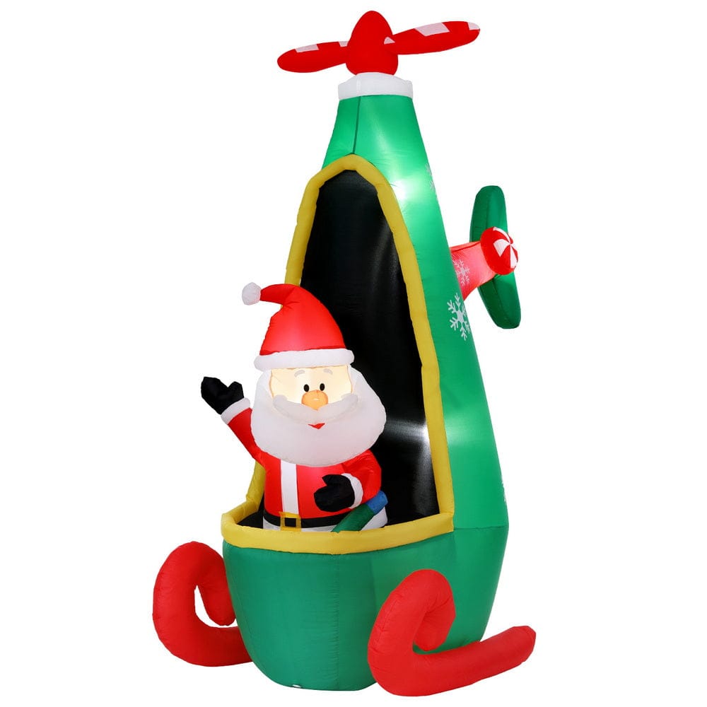 Jingle Jollys Occasions > Costumes > Costumes & Accessories Jingle Jollys Christmas Inflatable Santa in Helicopter 2.55M Height LED Illuminated Decorations