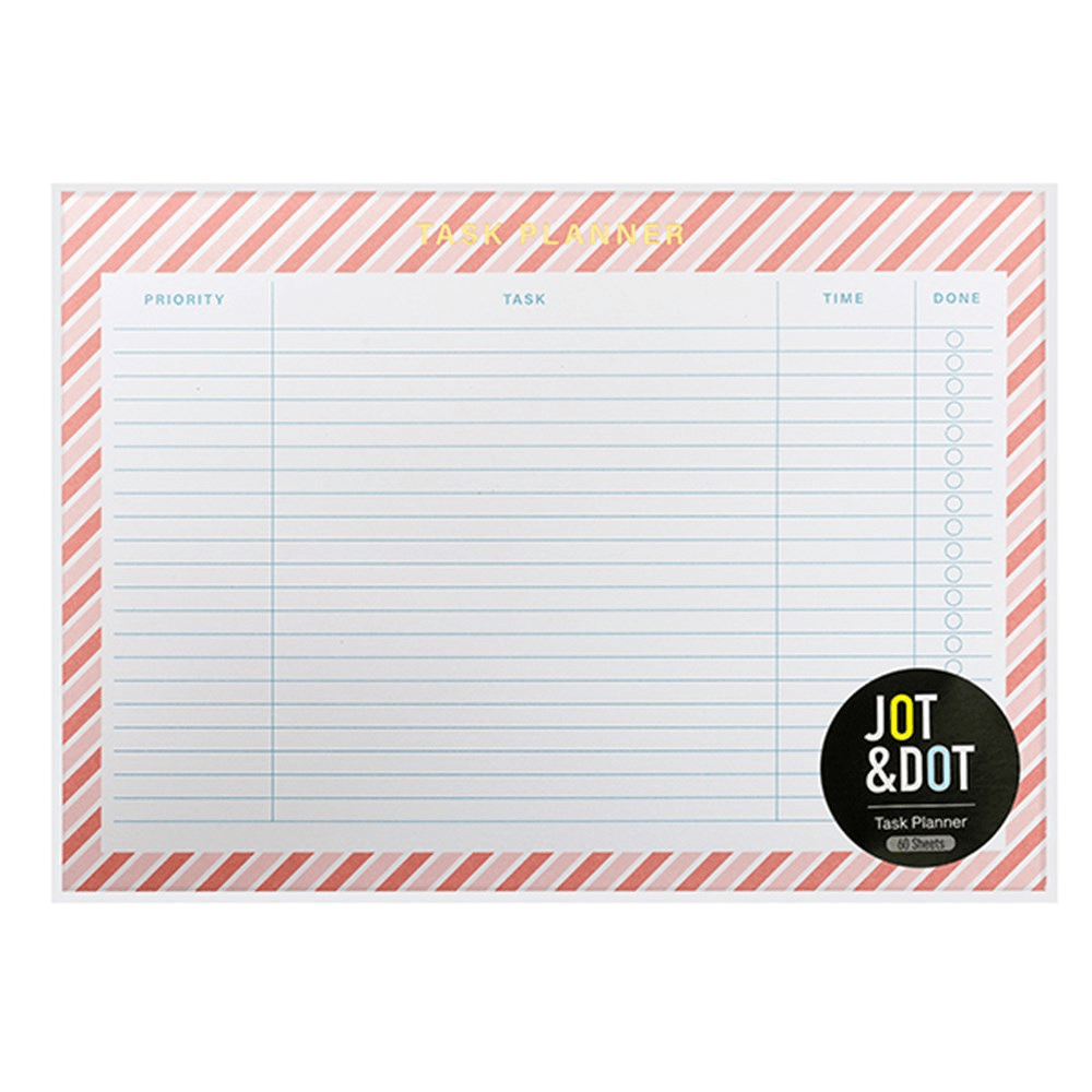 Jot & Dot Notepad Planner Task Pad A4 60 Sheets 80gsm Landscape To Do List Planning Tasking