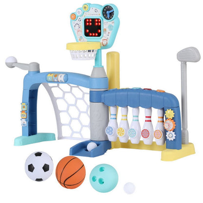 Keezi Baby & Kids > Baby & Kid's Toys > Activity Toys Keezi Kids Basketball Hoop Stand Bowling Baseball Golf Game Sports Toys Set Blue