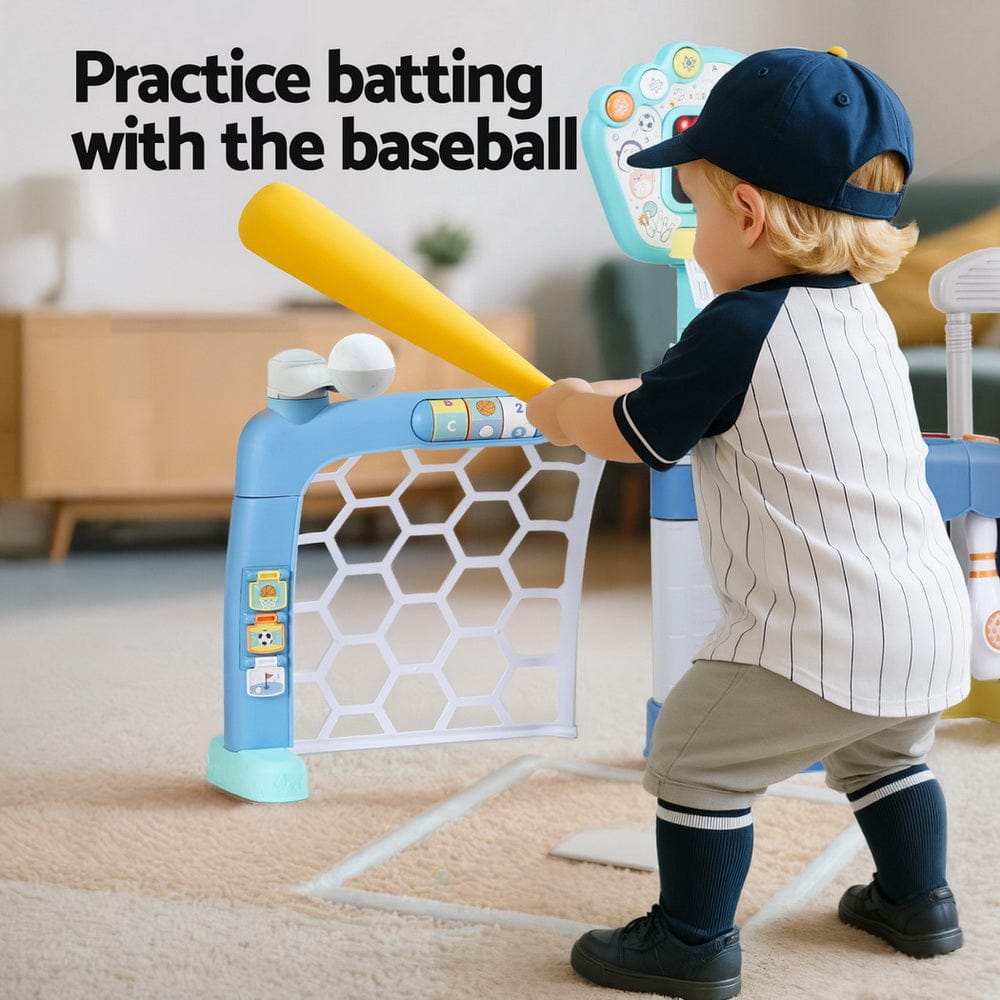 Keezi Baby & Kids > Baby & Kid's Toys > Activity Toys Keezi Kids Basketball Hoop Stand Bowling Baseball Golf Game Sports Toys Set Blue