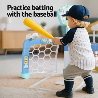 Keezi Baby & Kids > Baby & Kid's Toys > Activity Toys Keezi Kids Basketball Hoop Stand Bowling Baseball Golf Game Sports Toys Set Blue