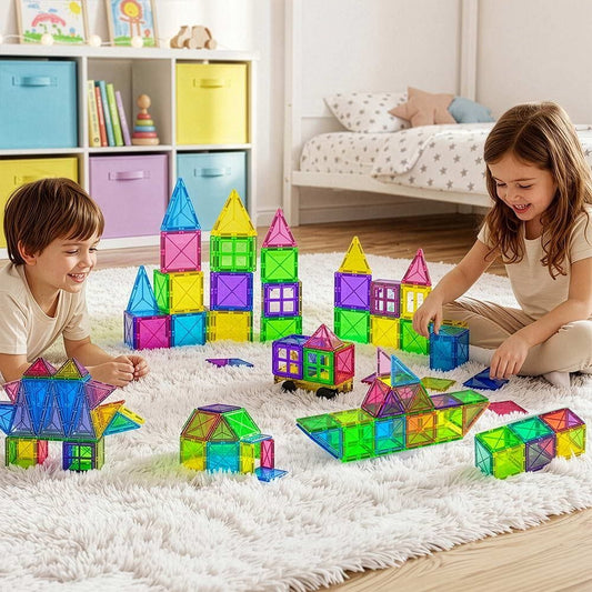Keezi Baby & Kids > Baby & Kid's Toys > Building Toys Keezi 120pcs Kids Magnetic Tiles Blocks Building Educational Toys Children Gift