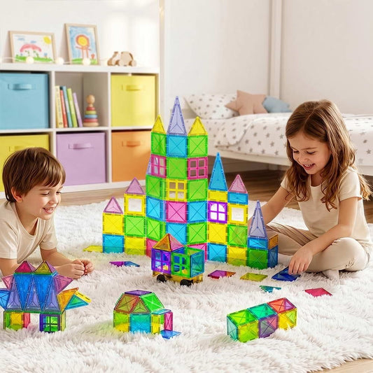 Keezi Baby & Kids > Baby & Kid's Toys > Building Toys Keezi 60pcs Kids Magnetic Tiles Blocks Building Educational Toys Children Gift