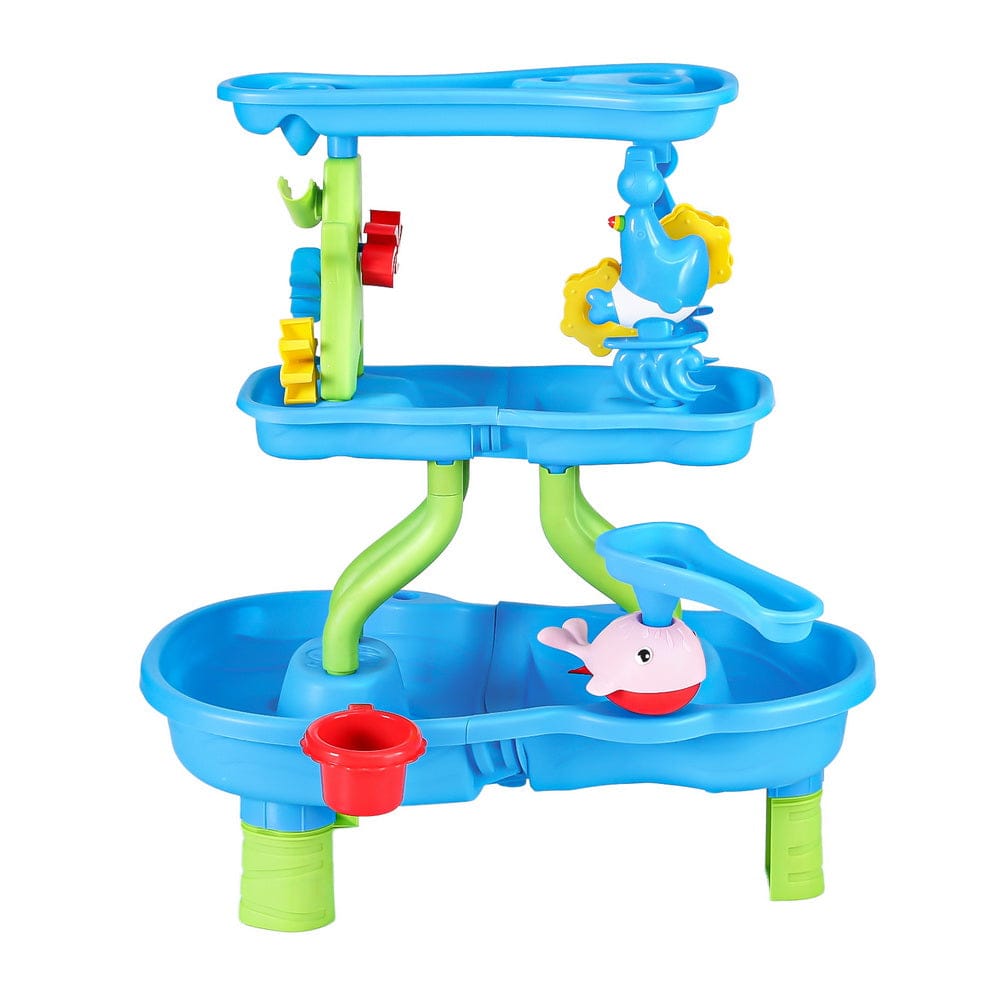 Keezi Baby & Kids > Baby & Kid's Toys > Building Toys Keezi Kids Sand and Water Table 4-Tier Waterfall Sandpit Toys Beach Shovel