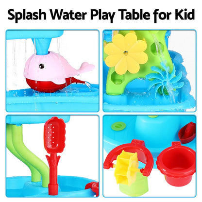 Keezi Baby & Kids > Baby & Kid's Toys > Building Toys Keezi Kids Sand and Water Table 4-Tier Waterfall Sandpit Toys Beach Shovel